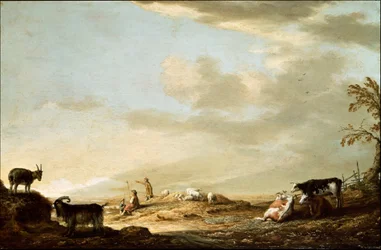 Landschaft mit Vieh und Figuren
